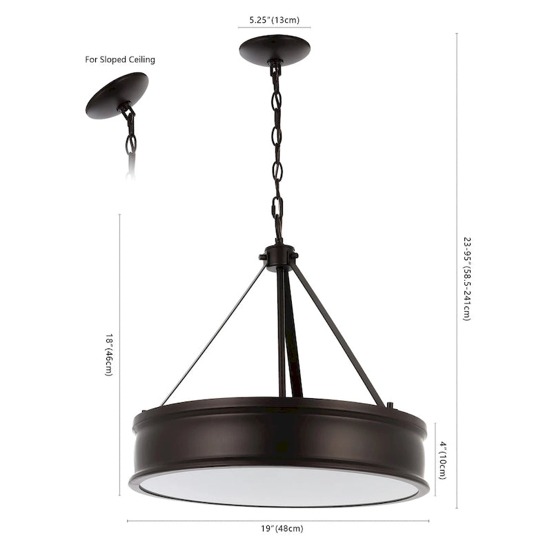 Suspension Torbjorg 4 lumières de SAFAVIEH Lighting, 4 lumières, 49,5 cm (19,5 po) - 51 cm (20 po) L x 51 cm (20 po) P x 57-24 cm (22-94 po) H - Bronze huilé
