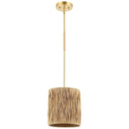 Suspension extensible SAFAVIEH Lighting Fjoralba - 23 cm L x 23 cm P x 48-124 cm H - Naturel/Doré - 9L x 9P x 49H