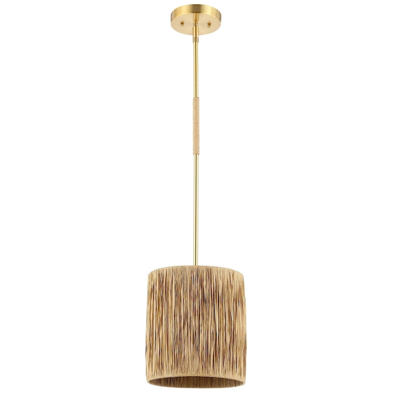 Suspension extensible SAFAVIEH Lighting Fjoralba - 23 cm L x 23 cm P x 48-124 cm H - Naturel/Doré - 9L x 9P x 49H