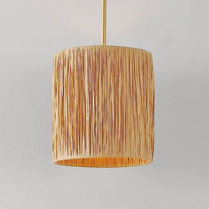 Suspension extensible SAFAVIEH Lighting Fjoralba - 23 cm L x 23 cm P x 48-124 cm H - Naturel/Doré - 9L x 9P x 49H