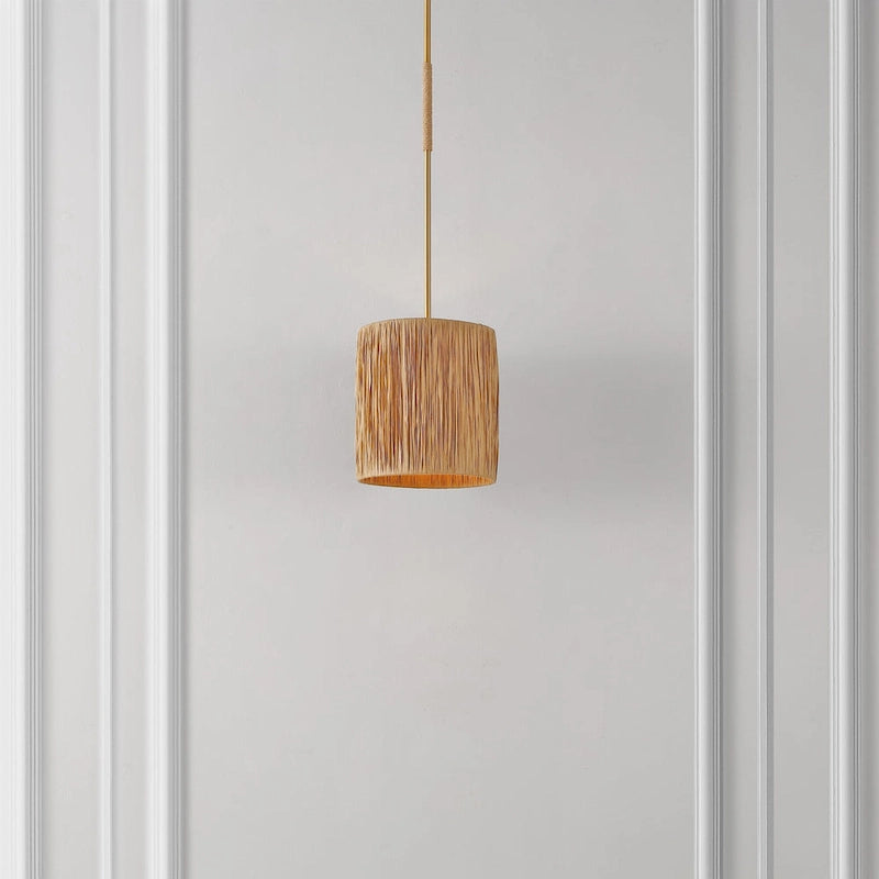 Suspension extensible SAFAVIEH Lighting Fjoralba - 23 cm L x 23 cm P x 48-124 cm H - Naturel/Doré - 9L x 9P x 49H