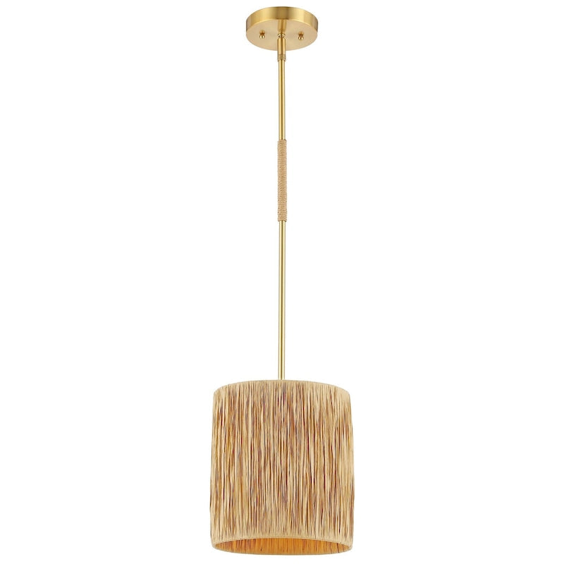Suspension extensible SAFAVIEH Lighting Fjoralba - 23 cm L x 23 cm P x 48-124 cm H - Naturel/Doré - 9L x 9P x 49H