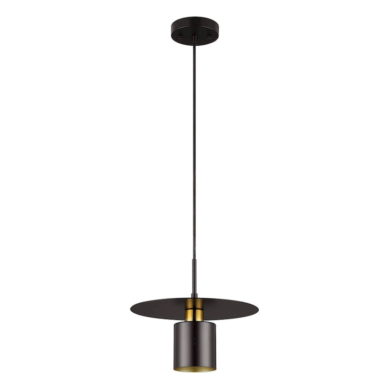 Suspension extensible Nikola de SAFAVIEH Lighting - 30,5 cm L x 30,5 cm P x 66,2 cm H - Noir/Laiton - 30,5 cm L x 30,5 cm P x 180 cm H