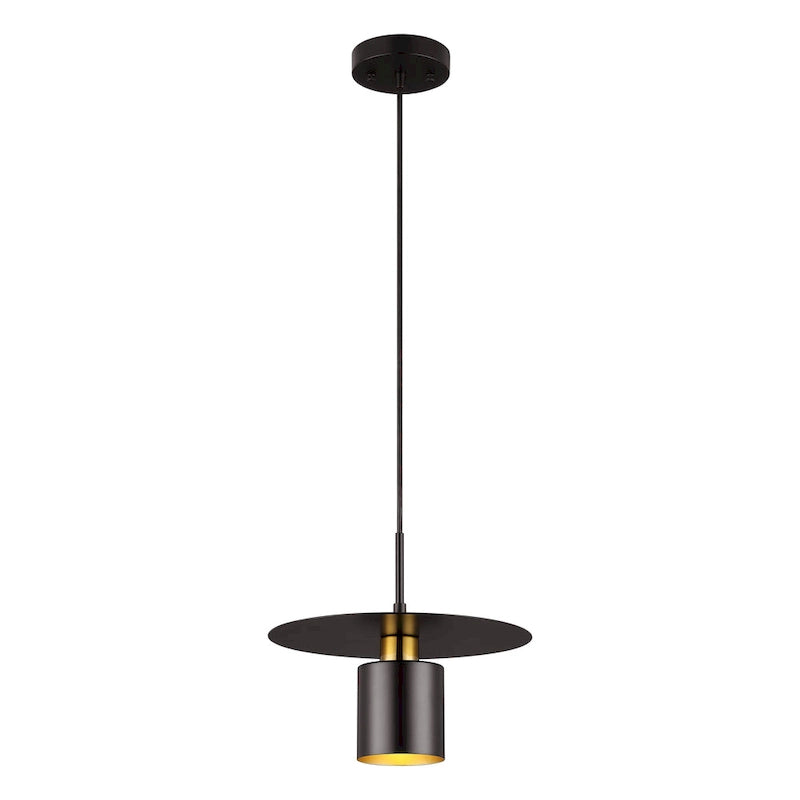 Suspension extensible Nikola de SAFAVIEH Lighting - 30,5 cm L x 30,5 cm P x 66,2 cm H - Noir/Laiton - 30,5 cm L x 30,5 cm P x 180 cm H