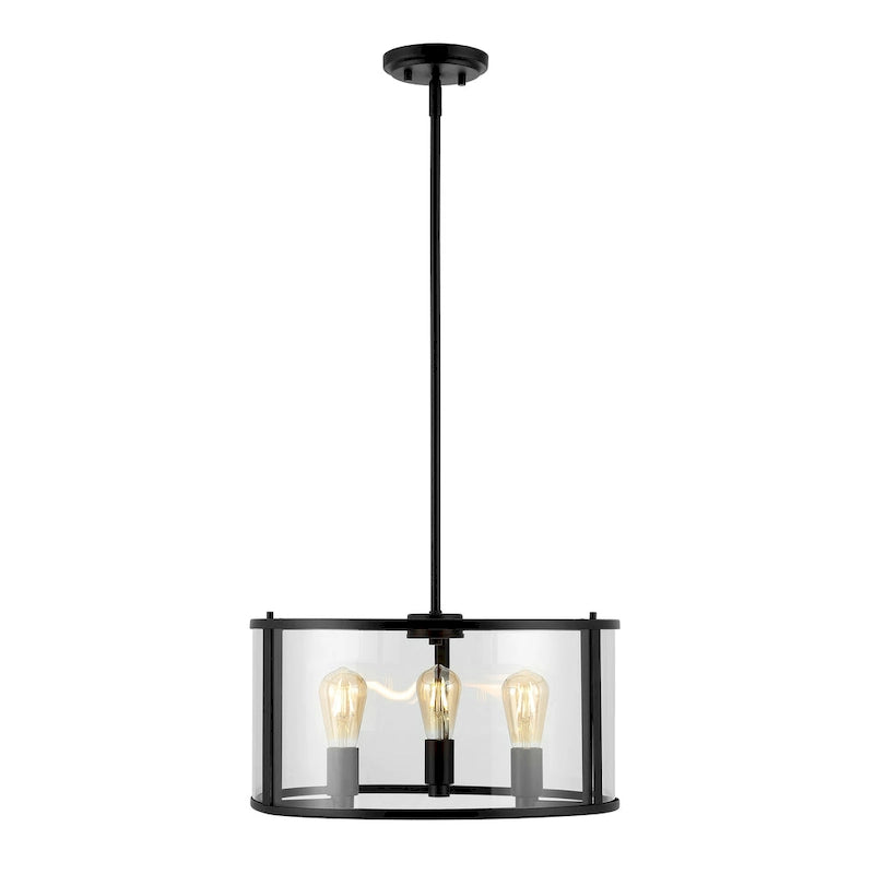 SAFAVIEH Lighting Burcin 3-Light Led Adjustable Pendant - 18  W x 18  L x 18.25-48.25  H - Clear/Oil-Rubbed Bronze - 18Wx18Dx48H