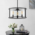 Suspension réglable SAFAVIEH Lighting Burcin à 3 lumières LED - 45,7 cm (L) x 45,7 cm (l) x 46,4 cm (H) - Transparent/Bronze huilé - 45,7 cm (L) x 45,7 cm (P) x 121,6 cm (H)