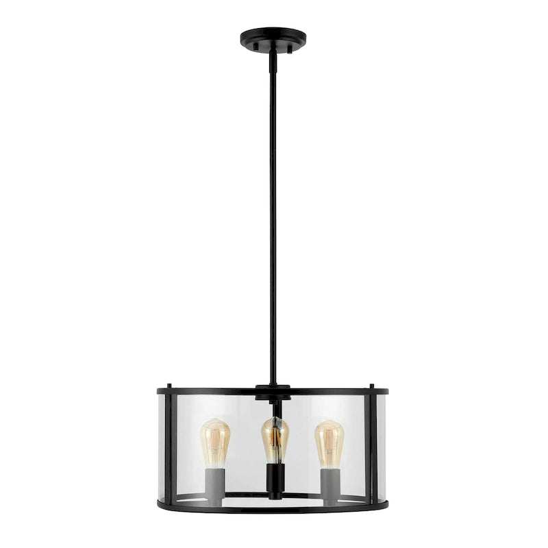 Suspension réglable SAFAVIEH Lighting Burcin à 3 lumières LED - 45,7 cm (L) x 45,7 cm (l) x 46,4 cm (H) - Transparent/Bronze huilé - 45,7 cm (L) x 45,7 cm (P) x 121,6 cm (H)