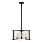Suspension réglable SAFAVIEH Lighting Burcin à 3 lumières LED - 45,7 cm (L) x 45,7 cm (l) x 46,4 cm (H) - Transparent/Bronze huilé - 45,7 cm (L) x 45,7 cm (P) x 121,6 cm (H)
