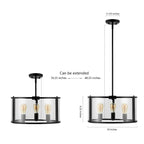 Suspension réglable SAFAVIEH Lighting Burcin à 3 lumières LED - 45,7 cm (L) x 45,7 cm (l) x 46,4 cm (H) - Transparent/Bronze huilé - 45,7 cm (L) x 45,7 cm (P) x 121,6 cm (H)