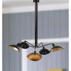Suspension Shara 5 lumières Lettie, 124 cm (49 po), finition feuille d'or - Noir - 124 cm (49 po) L x 124 cm (49 po) P x 109 cm (43 po) H