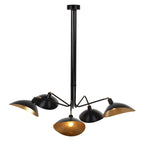 Suspension Shara 5 lumières Lettie, 124 cm (49 po), finition feuille d'or - Noir - 124 cm (49 po) L x 124 cm (49 po) P x 109 cm (43 po) H