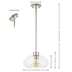 Suspension Ottilde en verre de SAFAVIEH Lighting - 28 cm L x 28 cm P x 38-114 cm H - Transparent/Nickel