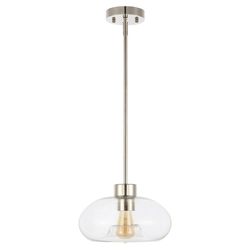 Suspension Ottilde en verre de SAFAVIEH Lighting - 28 cm L x 28 cm P x 38-114 cm H - Transparent/Nickel
