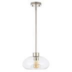 Suspension Ottilde en verre de SAFAVIEH Lighting - 28 cm L x 28 cm P x 38-114 cm H - Transparent/Nickel