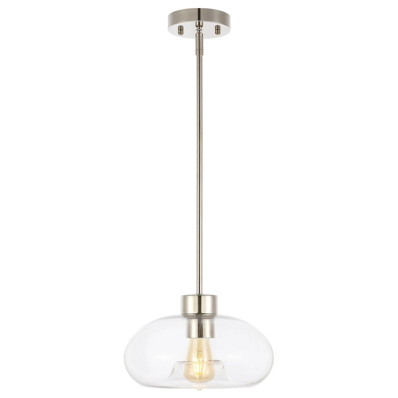 Suspension Ottilde en verre de SAFAVIEH Lighting - 28 cm L x 28 cm P x 38-114 cm H - Transparent/Nickel