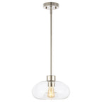 Suspension Ottilde en verre de SAFAVIEH Lighting - 28 cm L x 28 cm P x 38-114 cm H - Transparent/Nickel