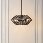 SAFAVIEH Lighting Santoshi 5 Light 28  Pendant - 28  x 28  x 20-50  - withD/H - Black - 28Wx28Dx50H