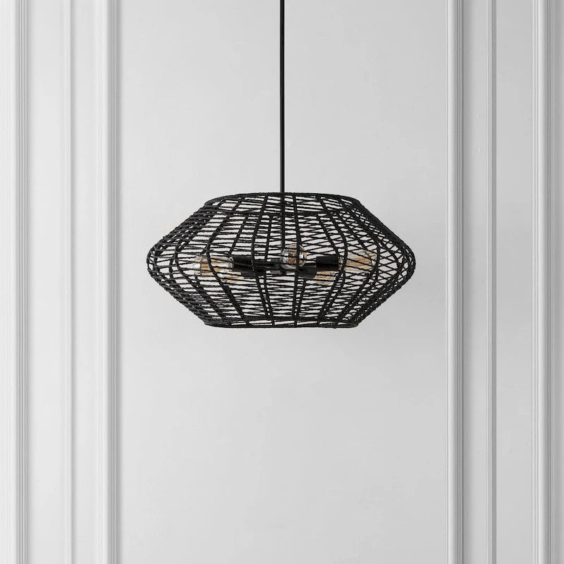 Suspension Santoshi 5 lumières SAFAVIEH Lighting - 71 x 71 x 51 cm - Noir - 71 x 71 x 127 cm