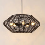 Suspension Santoshi 5 lumières SAFAVIEH Lighting - 71 x 71 x 51 cm - Noir - 71 x 71 x 127 cm