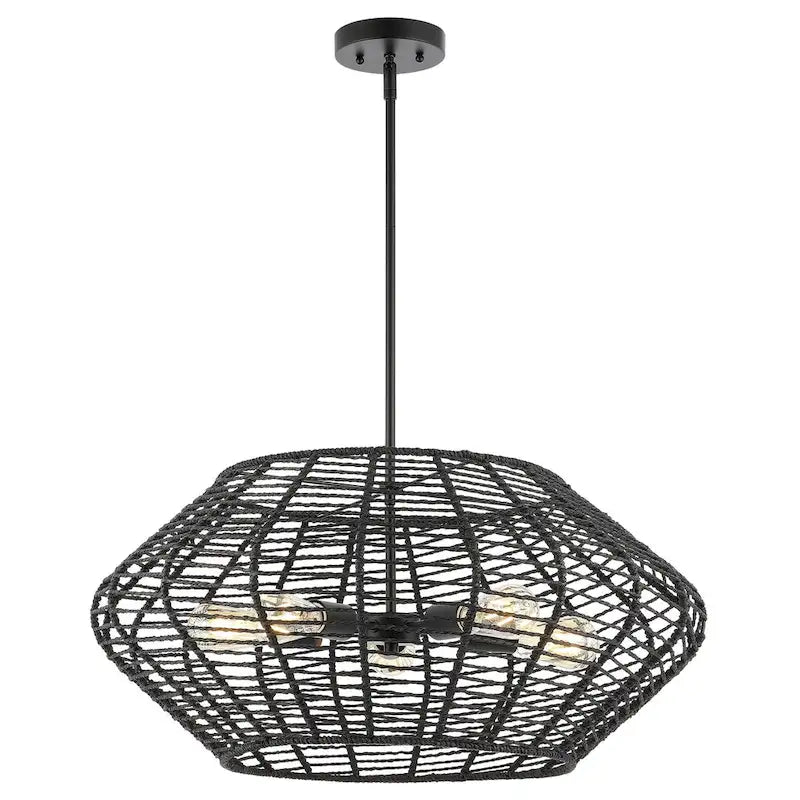 Suspension Santoshi 5 lumières SAFAVIEH Lighting - 71 x 71 x 51 cm - Noir - 71 x 71 x 127 cm