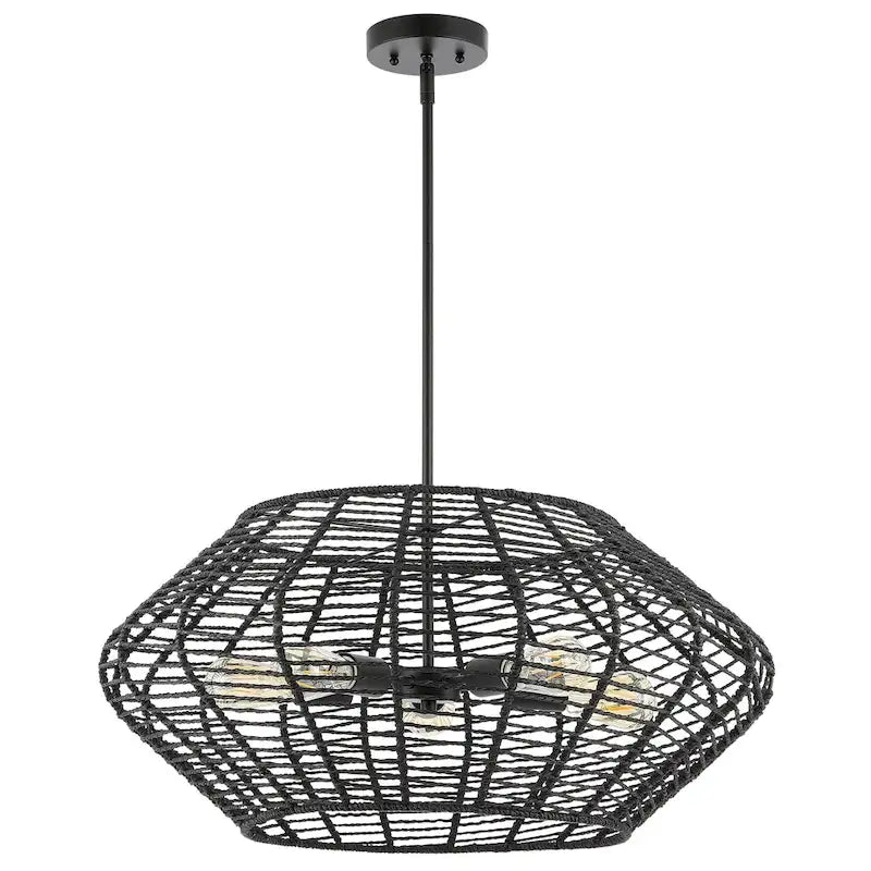 Suspension Santoshi 5 lumières SAFAVIEH Lighting - 71 x 71 x 51 cm - Noir - 71 x 71 x 127 cm