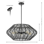 Suspension Santoshi 5 lumières SAFAVIEH Lighting - 71 x 71 x 51 cm - Noir - 71 x 71 x 127 cm