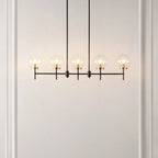 Suspension Alisee 45 de SAFAVIEH Lighting, style moderne et contemporain (5 ampoules) - 45 cm L x 6 cm P x 43 cm H - Bronze huilé