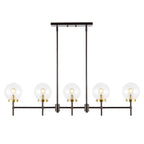 Suspension Alisee 45 de SAFAVIEH Lighting, style moderne et contemporain (5 ampoules) - 45 cm L x 6 cm P x 43 cm H - Bronze huilé