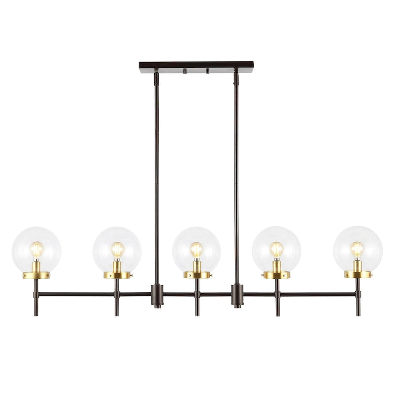 Suspension Alisee 45 de SAFAVIEH Lighting, style moderne et contemporain (5 ampoules) - 45 cm L x 6 cm P x 43 cm H - Bronze huilé