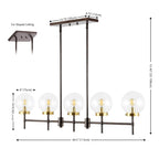 Suspension Alisee 45 de SAFAVIEH Lighting, style moderne et contemporain (5 ampoules) - 45 cm L x 6 cm P x 43 cm H - Bronze huilé