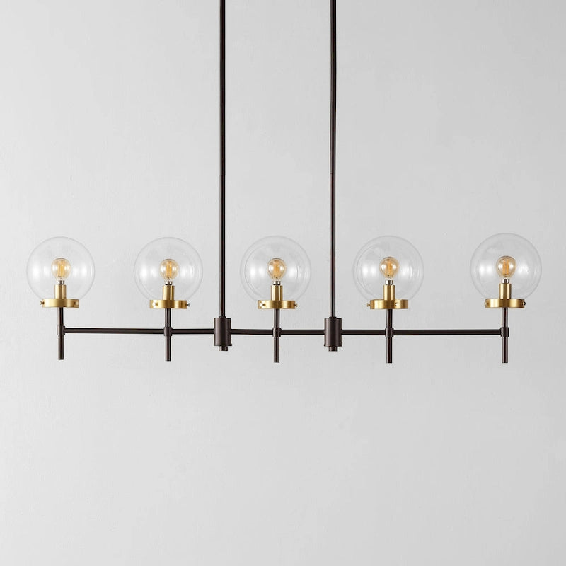 Suspension Alisee 45 de SAFAVIEH Lighting, style moderne et contemporain (5 ampoules) - 45 cm L x 6 cm P x 43 cm H - Bronze huilé