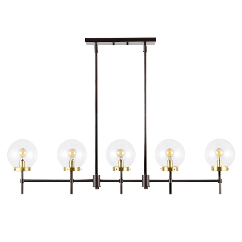 Suspension Alisee 45 de SAFAVIEH Lighting, style moderne et contemporain (5 ampoules) - 45 cm L x 6 cm P x 43 cm H - Bronze huilé