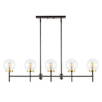 Suspension Alisee 45 de SAFAVIEH Lighting, style moderne et contemporain (5 ampoules) - 45 cm L x 6 cm P x 43 cm H - Bronze huilé