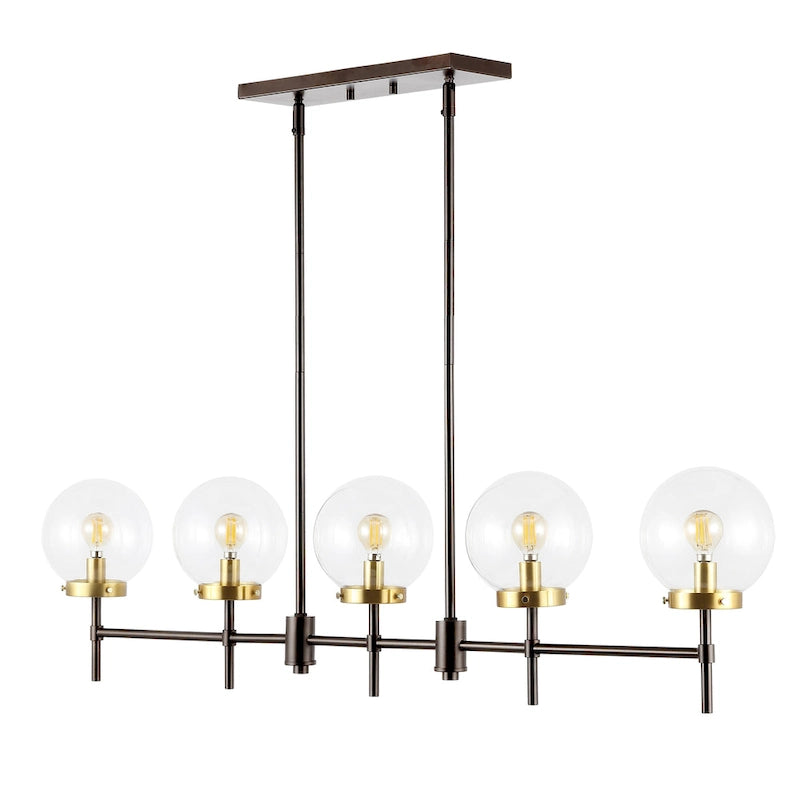 Suspension Alisee 45 de SAFAVIEH Lighting, style moderne et contemporain (5 ampoules) - 45 cm L x 6 cm P x 43 cm H - Bronze huilé