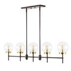 Suspension Alisee 45 de SAFAVIEH Lighting, style moderne et contemporain (5 ampoules) - 45 cm L x 6 cm P x 43 cm H - Bronze huilé