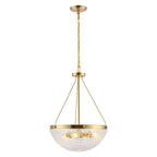 Suspension Tressy 3 lumières de SAFAVIEH Lighting - 42 cm (16,5 po) - 43 cm (17 po) L x 43 cm (17 po) P x 76-259 cm (30-102 po) H - Laiton doré/Verre transparent