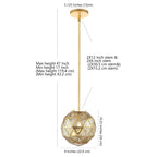 Suspension Cheong de SAFAVIEH Lighting - 9 x 9 x 46,5 cm - Or/Transparent - 9 cm (L) x 9 cm (P) x 47 cm (H)