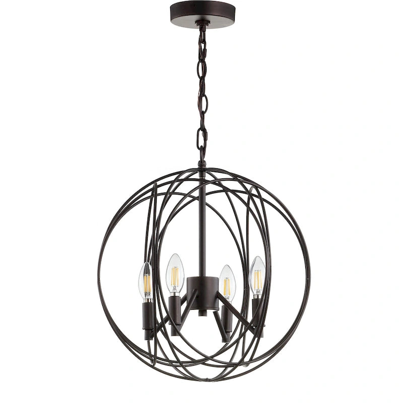 Suspension LED réglable à 4 lumières SAFAVIEH Lighting Laszlone en laiton - 15,8 x 15,8 x 21-93 cm - Gris foncé - 16 x 16 x 93 cm (L x P x H)