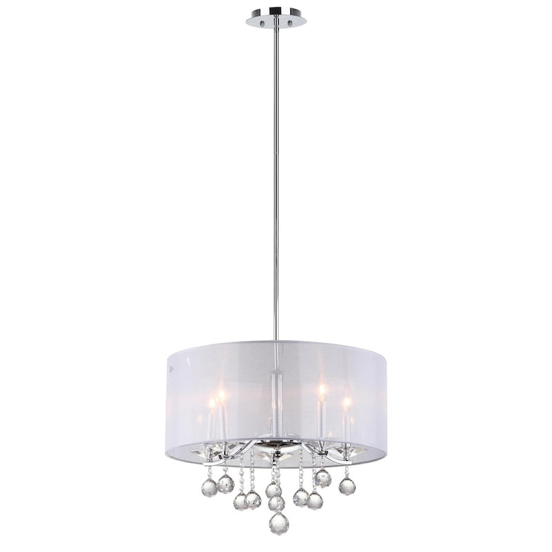 SAFAVIEH Lighting Kyra Adjustable 5-Light Chrome Pendant - 20  W x 20  D x 19 - 55  H - 20Wx20Dx55H