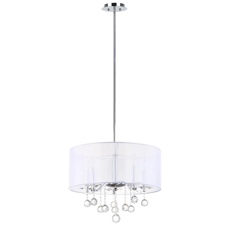 Suspension Kyra chromée réglable à 5 lumières de SAFAVIEH Lighting - 20 po L x 20 po P x 19-55 po H