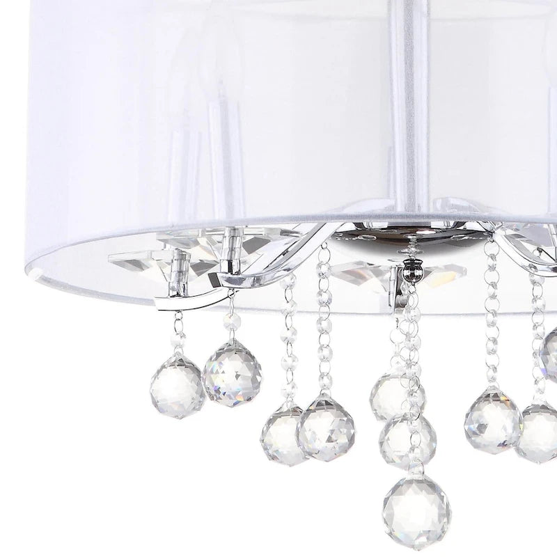 Suspension Kyra chromée réglable à 5 lumières de SAFAVIEH Lighting - 20 po L x 20 po P x 19-55 po H