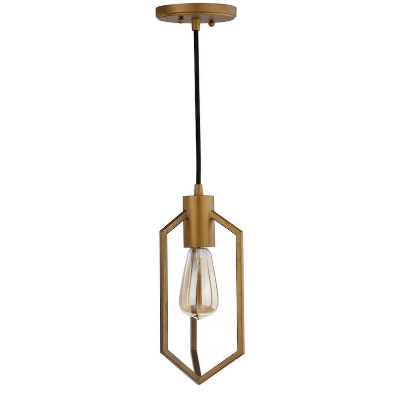 Suspension Serbana de SAFAVIEH Lighting, réglable, 1 ampoule Edison, couleur or - 15,2 cm (L) x 15,2 cm (P) x 36,6 cm (H)