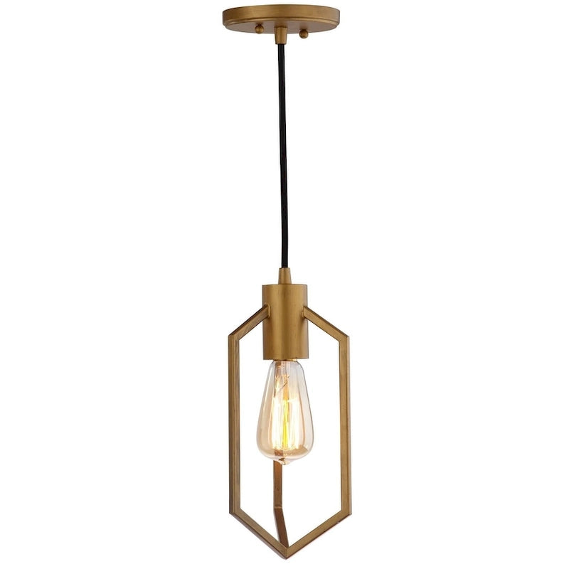 Suspension Serbana de SAFAVIEH Lighting, réglable, 1 ampoule Edison, couleur or - 15,2 cm (L) x 15,2 cm (P) x 36,6 cm (H)
