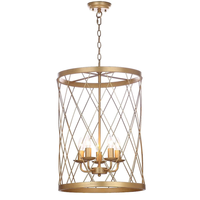 SAFAVIEH Lighting Fatima Adjustable 5-Light Gold Pendant - 18 x18 x29-101  - 18Wx18Dx101H