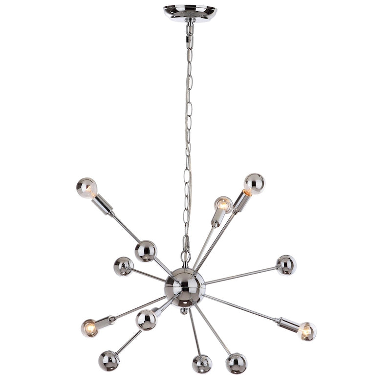 Suspension réglable SAFAVIEH Lighting Anitra Sputnik 6 lumières chromée, 65 cm (25 po) - 63 x 63 x 57 cm (24,75 x 24,75 x 22-94 po) - 63,5 cm (L) x 63,5 cm (P) x 238,5 cm (H)