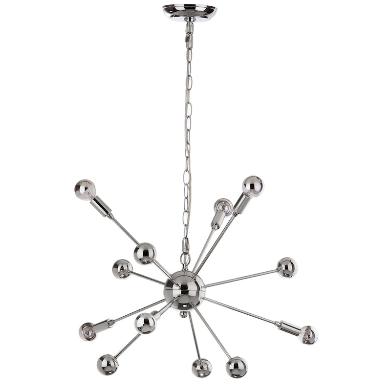 Suspension réglable SAFAVIEH Lighting Anitra Sputnik 6 lumières chromée, 65 cm (25 po) - 63 x 63 x 57 cm (24,75 x 24,75 x 22-94 po) - 63,5 cm (L) x 63,5 cm (P) x 238,5 cm (H)