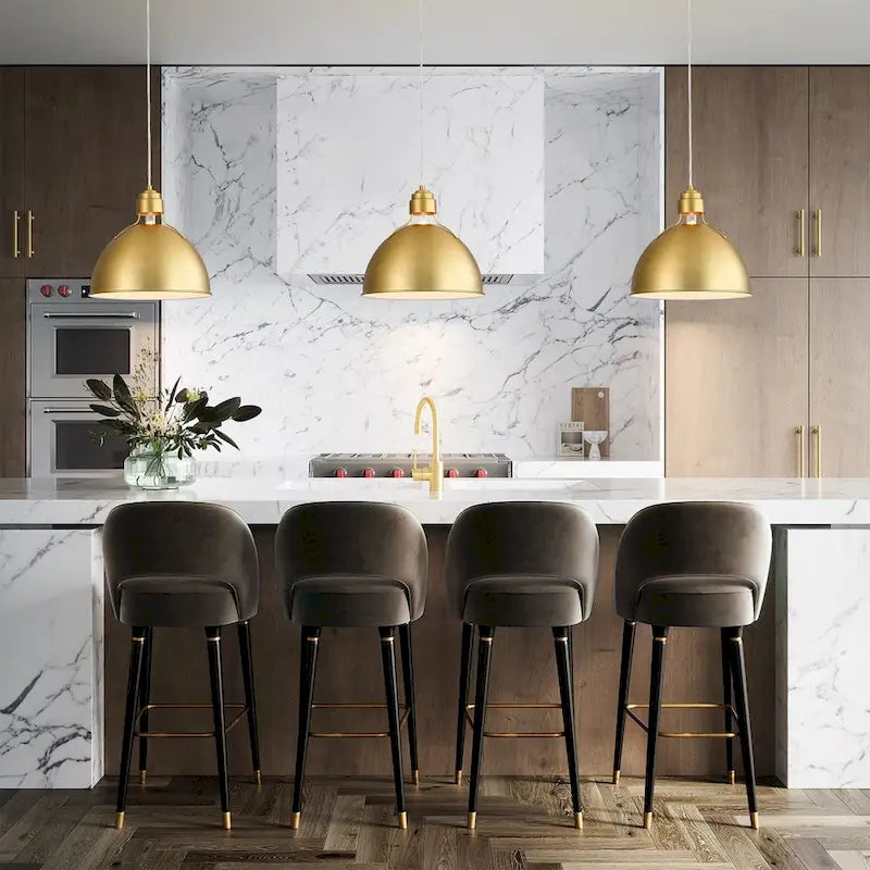 Suspension moderne à 1 lumière, abat-jour en forme de bol, finition or brossé, pour îlot de cuisine - Or brossé - 35,5 cm (L) x 32,5 cm (H)