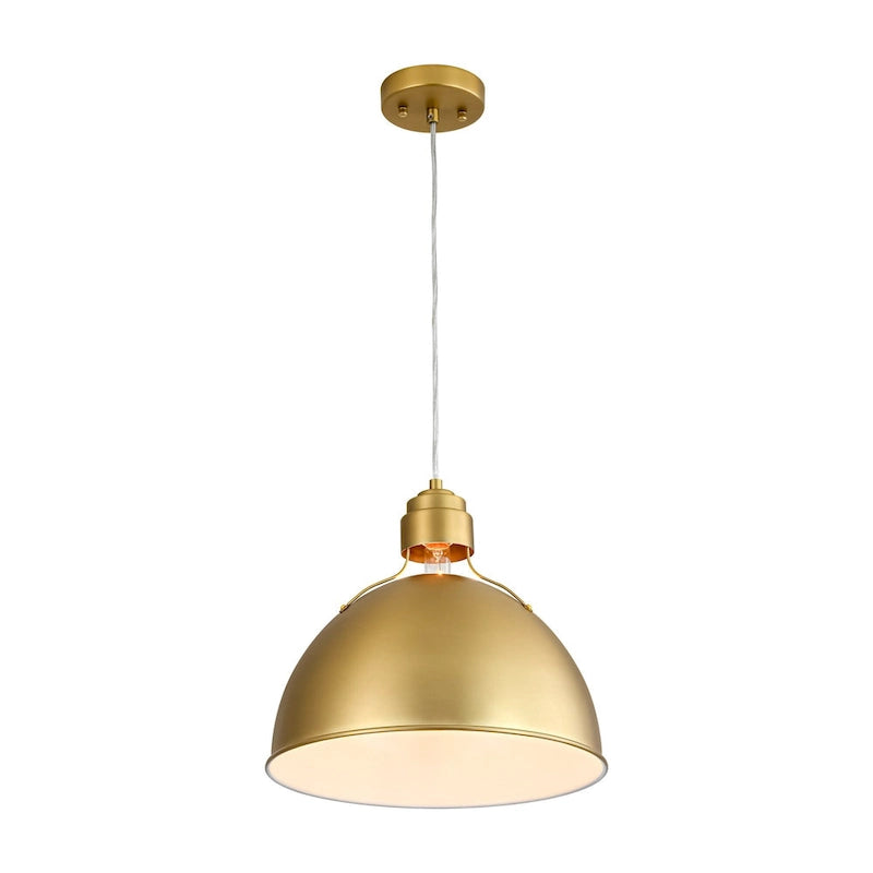 Suspension moderne à 1 lumière, abat-jour en forme de bol, finition or brossé, pour îlot de cuisine - Or brossé - 35,5 cm (L) x 32,5 cm (H)