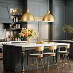 Suspension moderne à 1 lumière, abat-jour en forme de bol, finition or brossé, pour îlot de cuisine - Or brossé - 35,5 cm (L) x 32,5 cm (H)