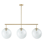 Suspension moderne à 3 lumières en verre doré linéaire avec globe et bulles pour îlot de cuisine